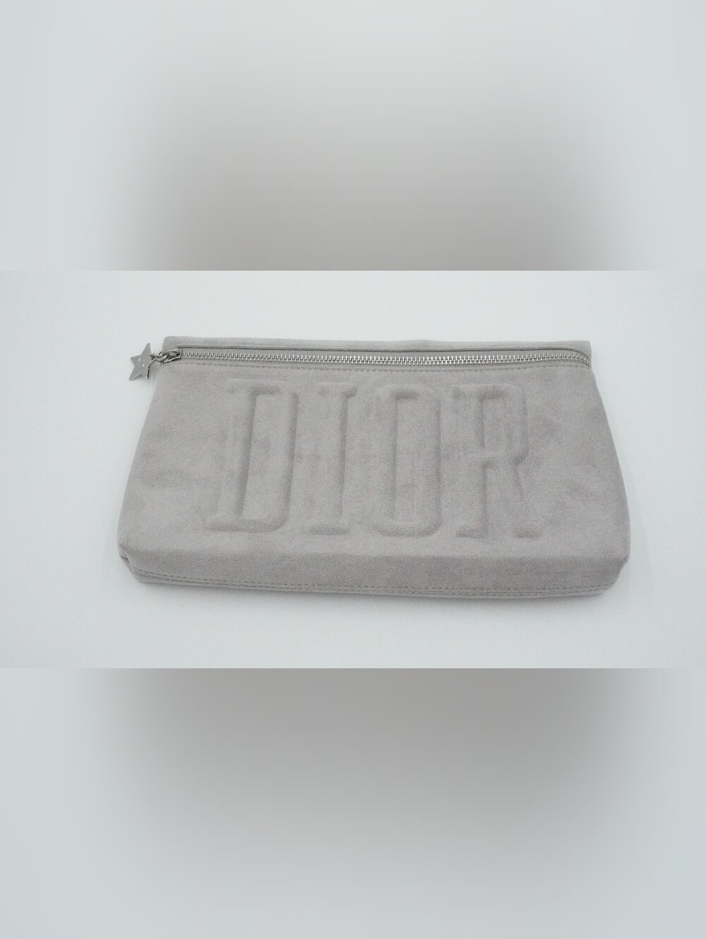 The DIOR Beauty Gray Suede Cosmetics Make Up Bag